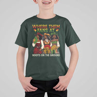 Where Them Fans At Boots On The Ground T Shirt For Kid Black African American Cowgirl Western Country Rodeo - Wonder Print Shop