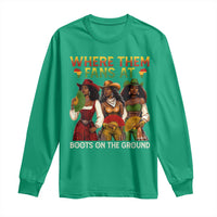 Where Them Fans At Boots On The Ground Long Sleeve Shirt Black African American Cowgirl Western Country Rodeo - Wonder Print Shop