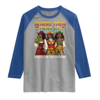 Where Them Fans At Boots On The Ground Raglan Shirt Black African American Cowgirl Western Country Rodeo - Wonder Print Shop