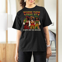 Where Them Fans At Boots On The Ground T Shirt For Women Black African American Cowgirl Western Country Rodeo - Wonder Print Shop