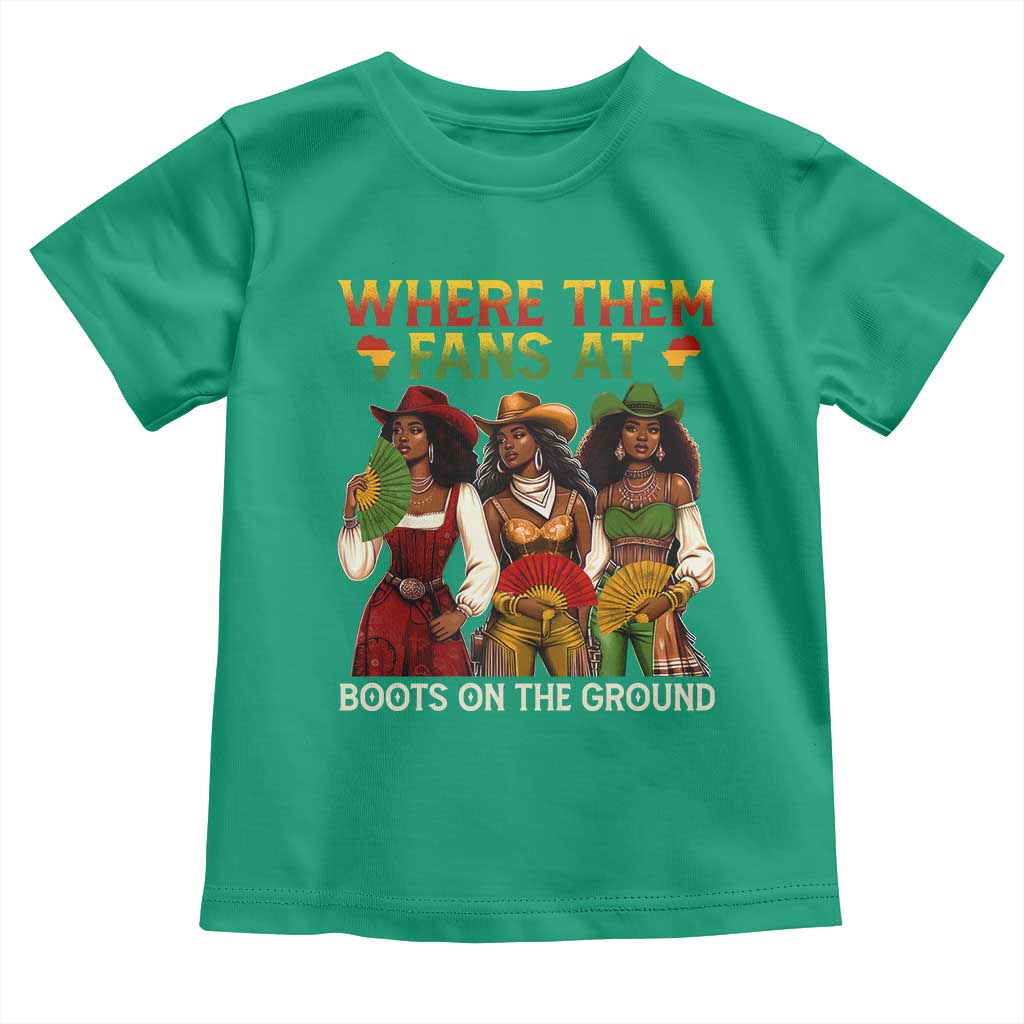 Where Them Fans At Boots On The Ground Toddler T Shirt Black African American Cowgirl Western Country Rodeo - Wonder Print Shop