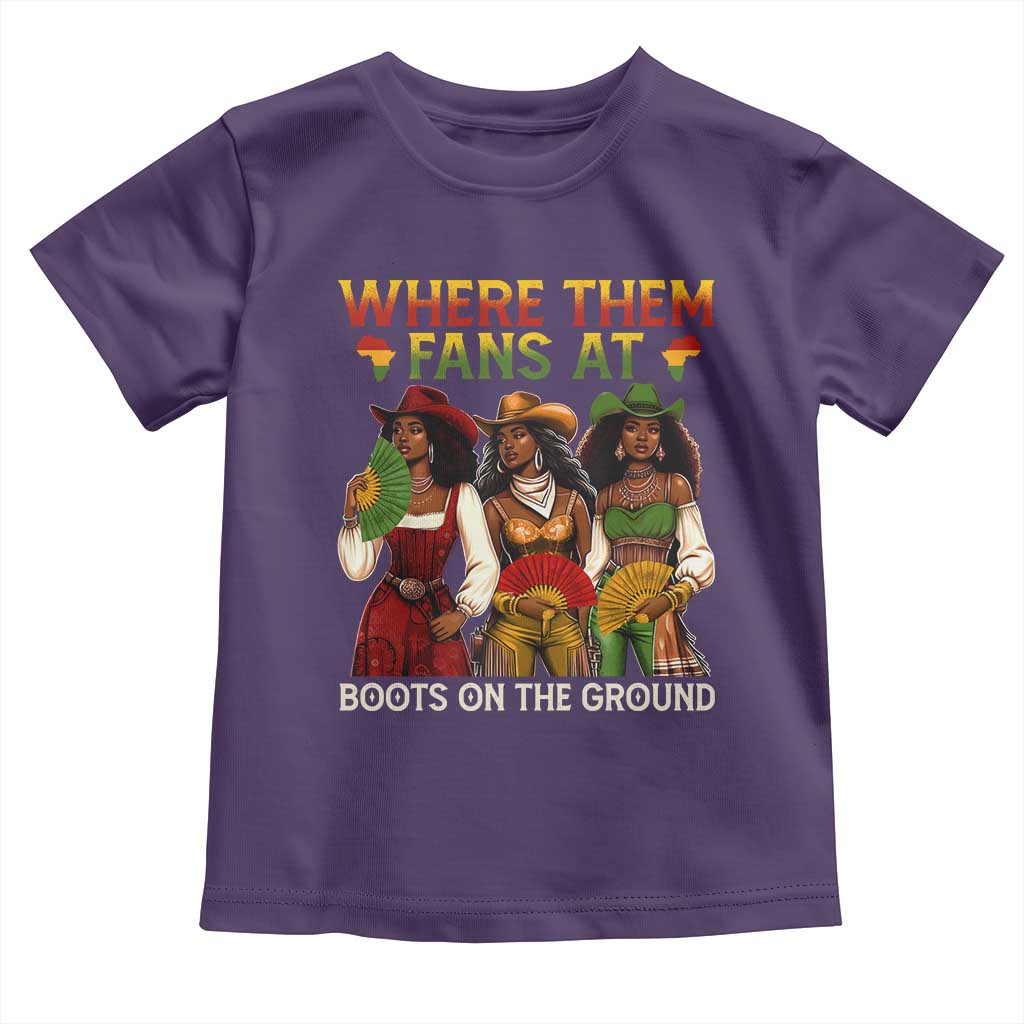 Where Them Fans At Boots On The Ground Toddler T Shirt Black African American Cowgirl Western Country Rodeo - Wonder Print Shop