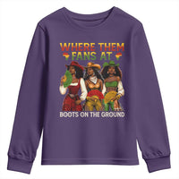 Where Them Fans At Boots On The Ground Youth Sweatshirt Black African American Cowgirl Western Country Rodeo - Wonder Print Shop