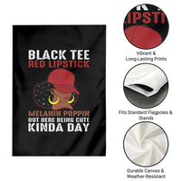 Funny African American Afro Queen Garden Flag Black Tee Red Lipstick Melanin Poppin Out Here Being Cute - Wonder Print Shop