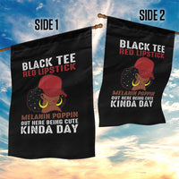 Funny African American Afro Queen Garden Flag Black Tee Red Lipstick Melanin Poppin Out Here Being Cute - Wonder Print Shop