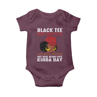 Funny African American Afro Queen Baby Onesie Black Tee Red Lipstick Melanin Poppin Out Here Being Cute - Wonder Print Shop