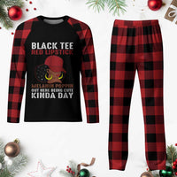Funny African American Afro Queen Plaid Pajama Set Black Tee Red Lipstick Melanin Poppin Out Here Being Cute - Wonder Print Shop