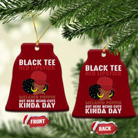 Funny African American Afro Queen Ceramic Ornament Black Tee Red Lipstick Melanin Poppin Out Here Being Cute - Wonder Print Shop