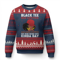 Funny African American Afro Queen Ugly Christmas Sweater Black Tee Red Lipstick Melanin Poppin Out Here Being Cute - Wonder Print Shop