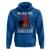 Funny African American Afro Queen Hoodie Black Tee Red Lipstick Melanin Poppin Out Here Being Cute - Wonder Print Shop