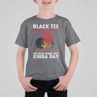 Funny African American Afro Queen T Shirt For Kid Black Tee Red Lipstick Melanin Poppin Out Here Being Cute - Wonder Print Shop