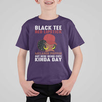 Funny African American Afro Queen T Shirt For Kid Black Tee Red Lipstick Melanin Poppin Out Here Being Cute - Wonder Print Shop