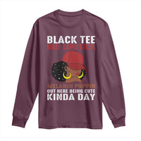 Funny African American Afro Queen Long Sleeve Shirt Black Tee Red Lipstick Melanin Poppin Out Here Being Cute - Wonder Print Shop
