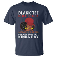 Funny African American Afro Queen T Shirt Black Tee Red Lipstick Melanin Poppin Out Here Being Cute - Wonder Print Shop