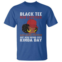 Funny African American Afro Queen T Shirt Black Tee Red Lipstick Melanin Poppin Out Here Being Cute - Wonder Print Shop