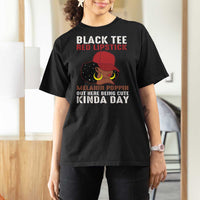 Funny African American Afro Queen T Shirt For Women Black Tee Red Lipstick Melanin Poppin Out Here Being Cute - Wonder Print Shop