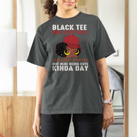 Funny African American Afro Queen T Shirt For Women Black Tee Red Lipstick Melanin Poppin Out Here Being Cute - Wonder Print Shop