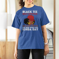 Funny African American Afro Queen T Shirt For Women Black Tee Red Lipstick Melanin Poppin Out Here Being Cute - Wonder Print Shop