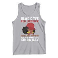 Funny African American Afro Queen Tank Top Black Tee Red Lipstick Melanin Poppin Out Here Being Cute - Wonder Print Shop