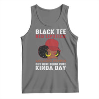 Funny African American Afro Queen Tank Top Black Tee Red Lipstick Melanin Poppin Out Here Being Cute - Wonder Print Shop