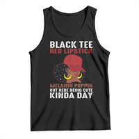 Funny African American Afro Queen Tank Top Black Tee Red Lipstick Melanin Poppin Out Here Being Cute - Wonder Print Shop