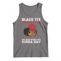 Funny African American Afro Queen Tank Top Black Tee Red Lipstick Melanin Poppin Out Here Being Cute - Wonder Print Shop
