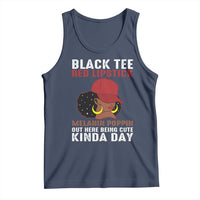 Funny African American Afro Queen Tank Top Black Tee Red Lipstick Melanin Poppin Out Here Being Cute - Wonder Print Shop