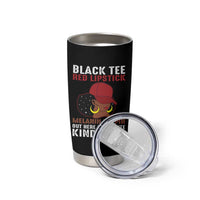 Funny African American Afro Queen Tumbler Cup Black Tee Red Lipstick Melanin Poppin Out Here Being Cute - Wonder Print Shop