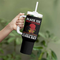 Funny African American Afro Queen Tumbler With Handle Black Tee Red Lipstick Melanin Poppin Out Here Being Cute - Wonder Print Shop