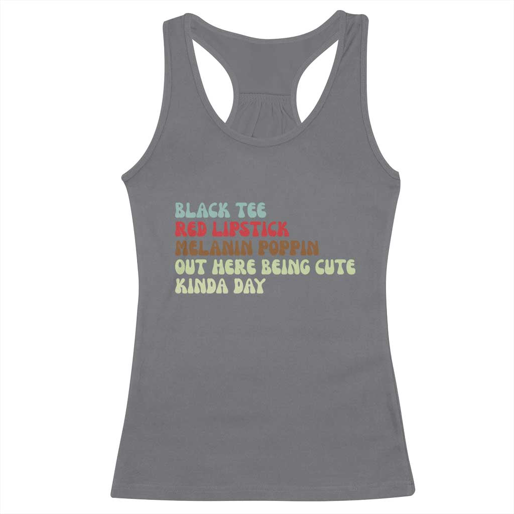 Melanin Poppin Black Girl Pride Racerback Tank Top Funny Juneteenth Saying Afro Black Women Queen