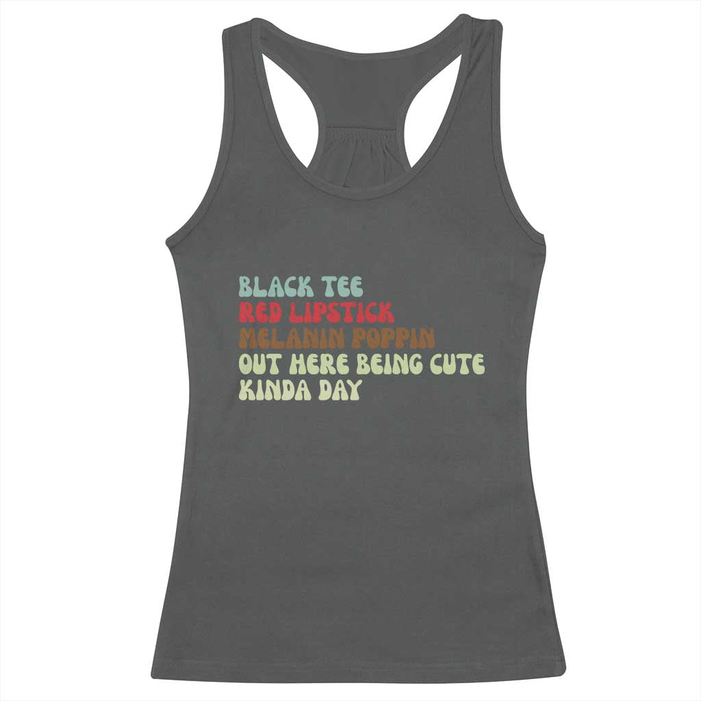 Melanin Poppin Black Girl Pride Racerback Tank Top Funny Juneteenth Saying Afro Black Women Queen