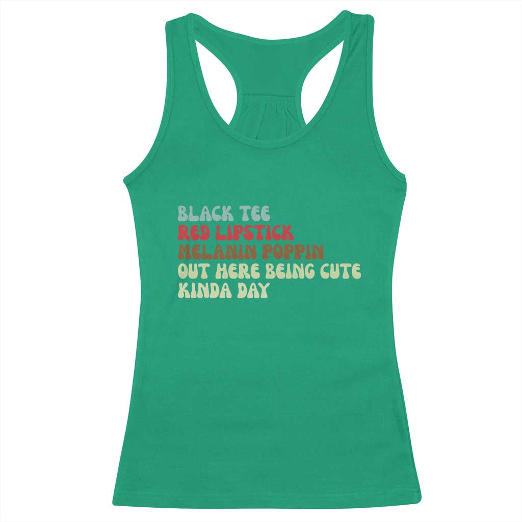 Melanin Poppin Black Girl Pride Racerback Tank Top Funny Juneteenth Saying Afro Black Women Queen