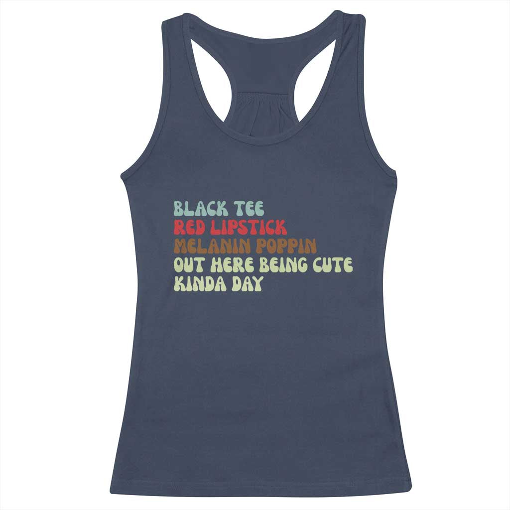 Melanin Poppin Black Girl Pride Racerback Tank Top Funny Juneteenth Saying Afro Black Women Queen