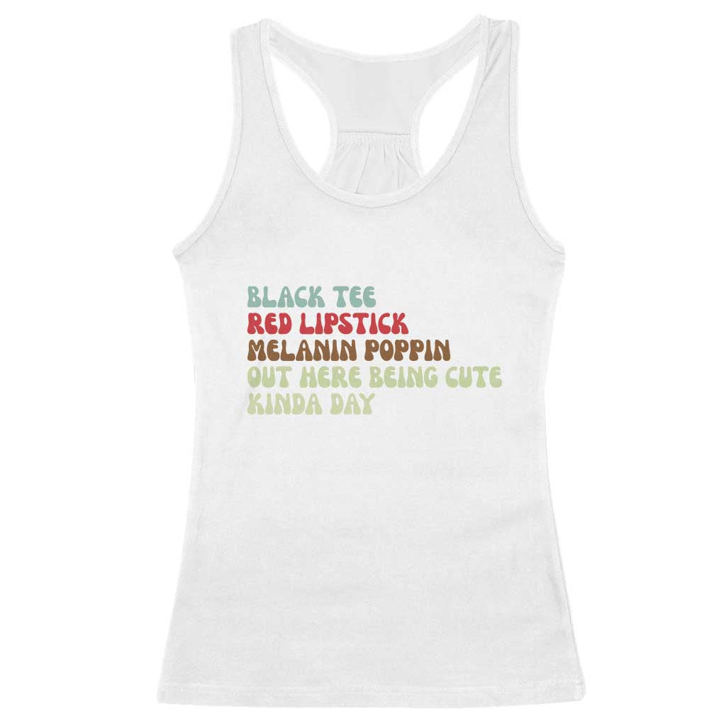 Melanin Poppin Black Girl Pride Racerback Tank Top Funny Juneteenth Saying Afro Black Women Queen