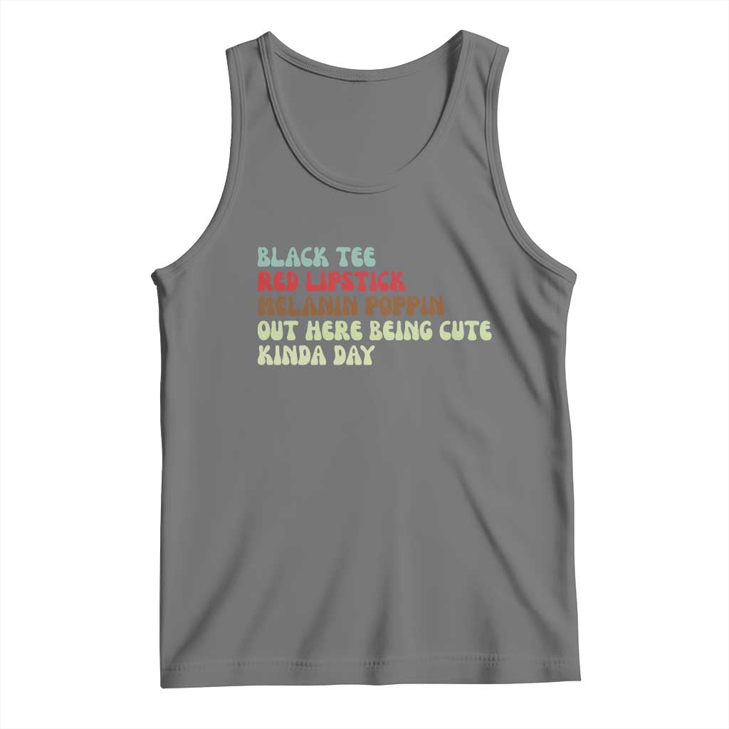 Melanin Poppin Black Girl Pride Tank Top Funny Juneteenth Saying Afro Black Women Queen