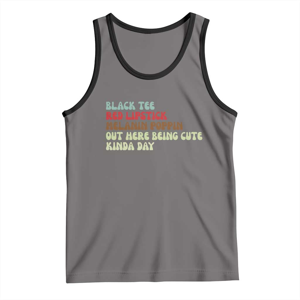 Melanin Poppin Black Girl Pride Tank Top Funny Juneteenth Saying Afro Black Women Queen