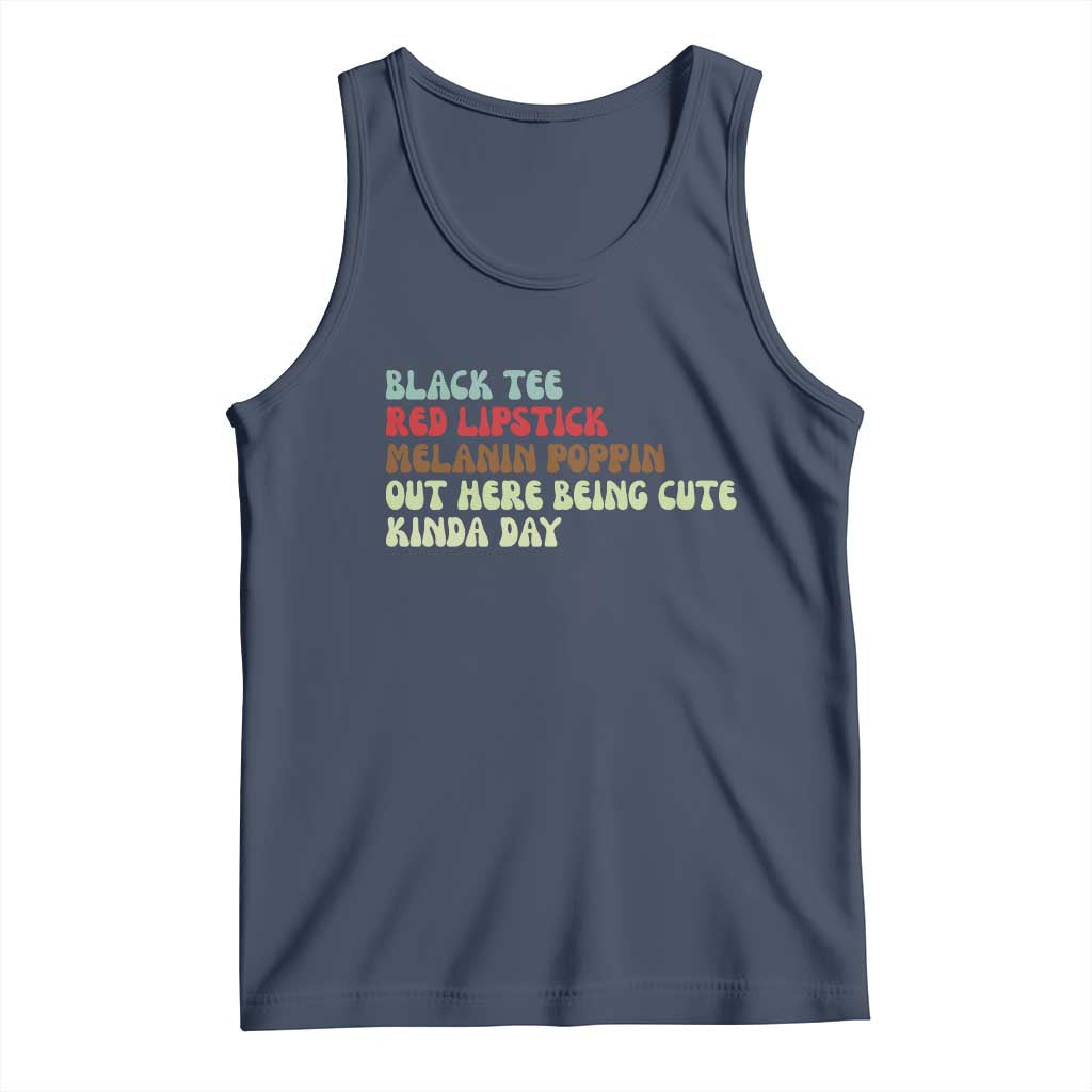 Melanin Poppin Black Girl Pride Tank Top Funny Juneteenth Saying Afro Black Women Queen