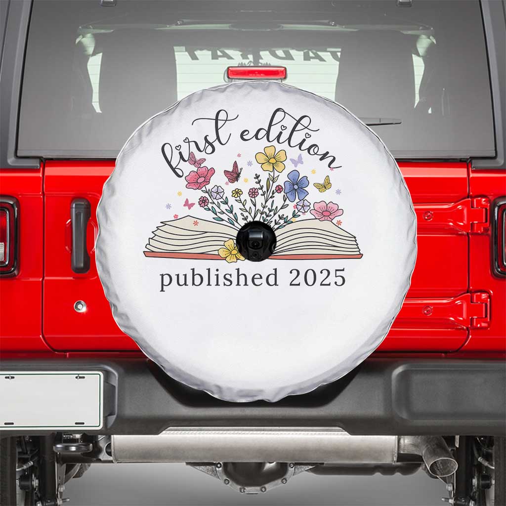 First Edition Published 2025 Spare Tire Cover Littlest Bookworm Funny Annoucement Baby Shower