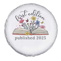 First Edition Published 2025 Spare Tire Cover Littlest Bookworm Funny Annoucement Baby Shower