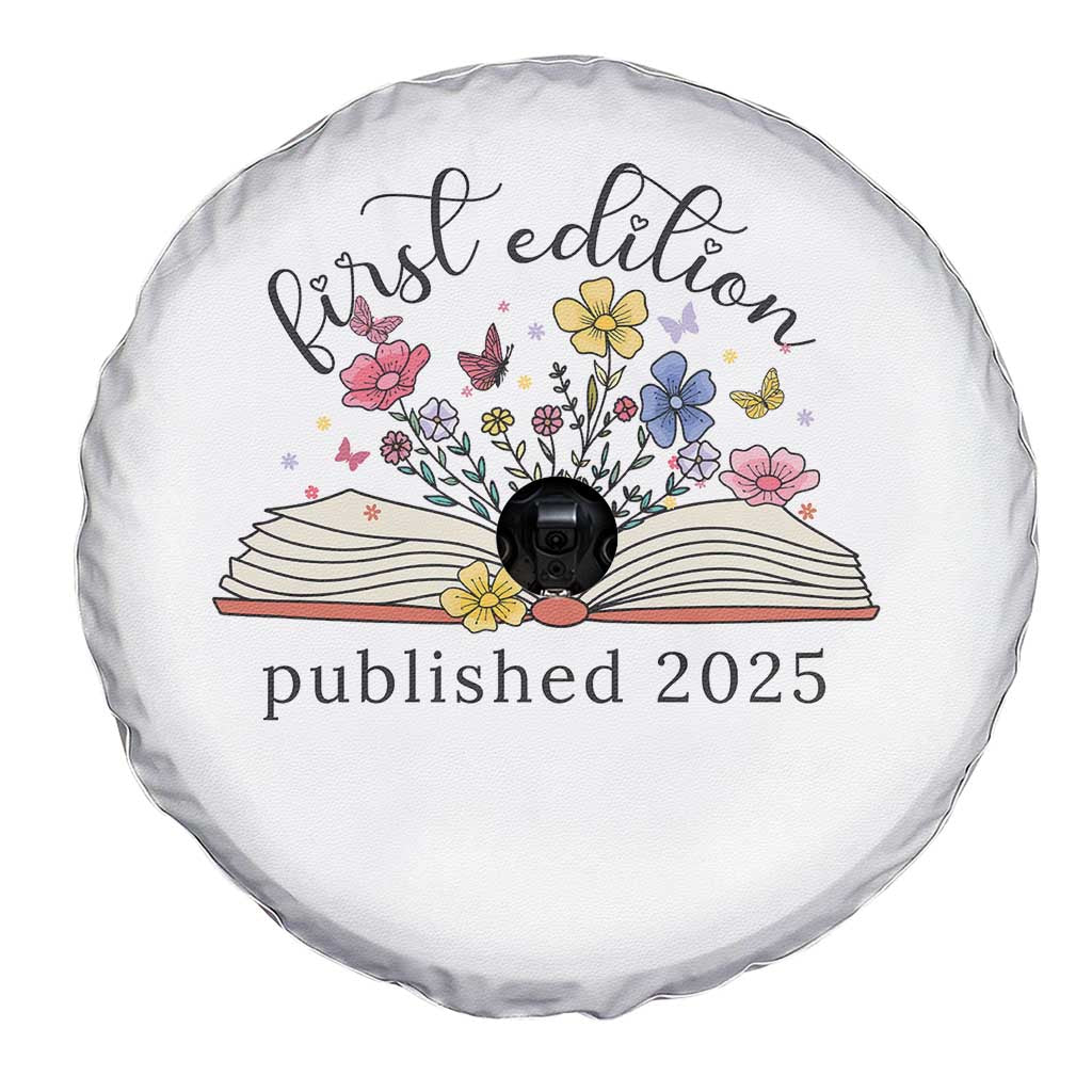 First Edition Published 2025 Spare Tire Cover Littlest Bookworm Funny Annoucement Baby Shower