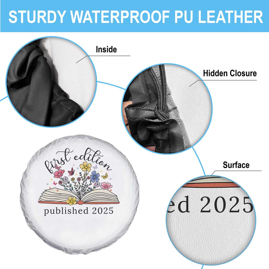 First Edition Published 2025 Spare Tire Cover Littlest Bookworm Funny Annoucement Baby Shower