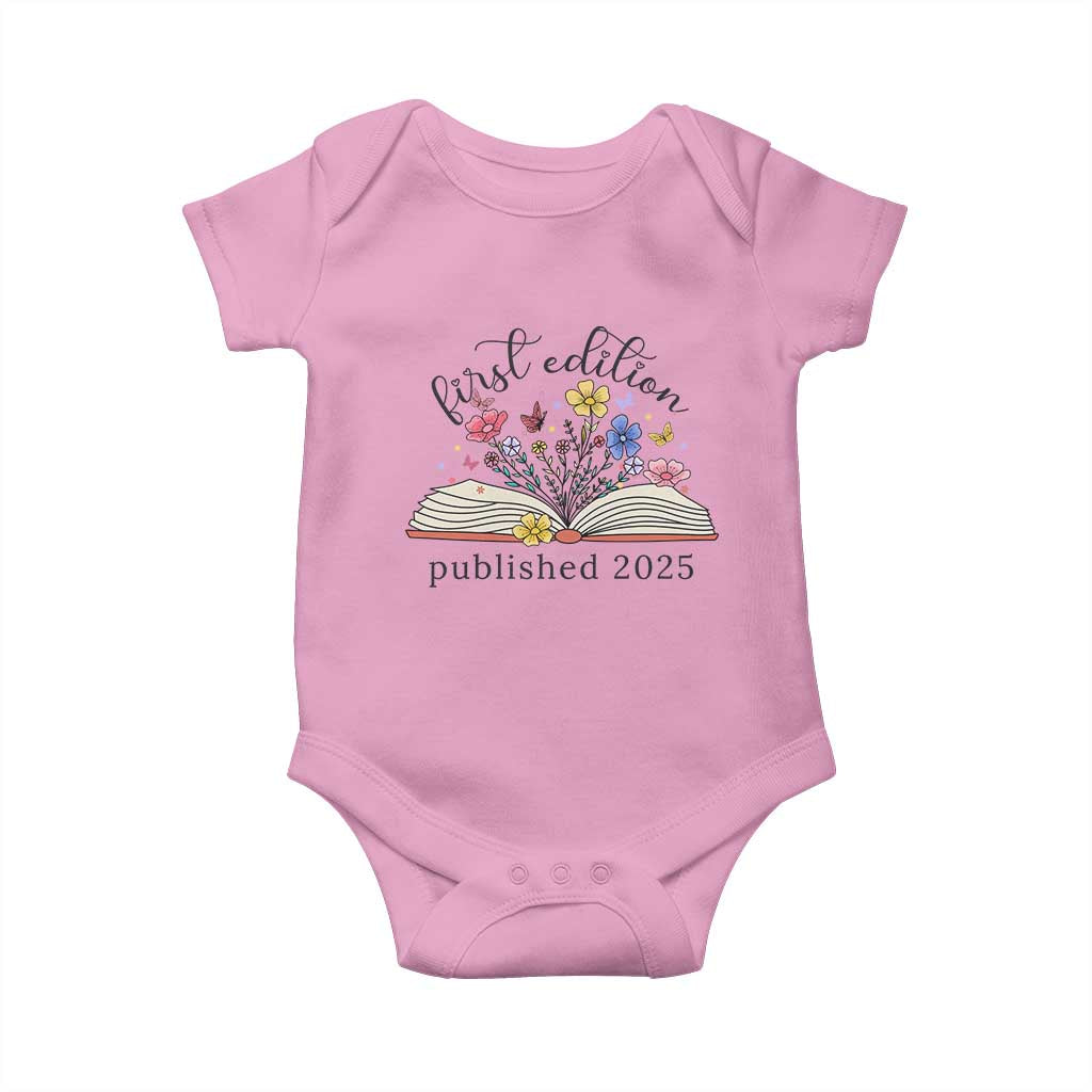 First Edition Published 2025 Baby Onesie Littlest Bookworm Funny Annoucement Baby Shower