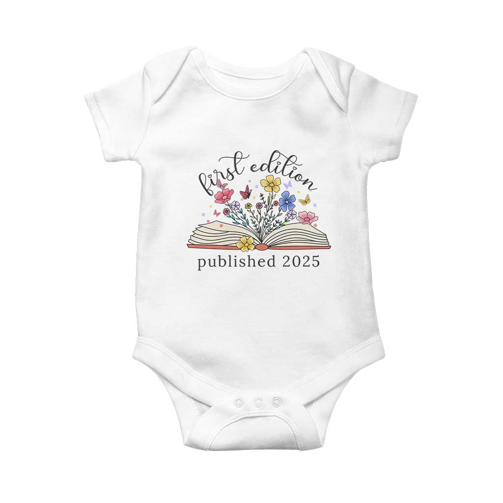 First Edition Published 2025 Baby Onesie Littlest Bookworm Funny Annoucement Baby Shower