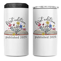 First Edition Published 2025 4 in 1 Can Cooler Tumbler Littlest Bookworm Funny Annoucement Baby Shower