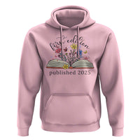 First Edition Published 2025 Hoodie Littlest Bookworm Funny Annoucement Baby Shower