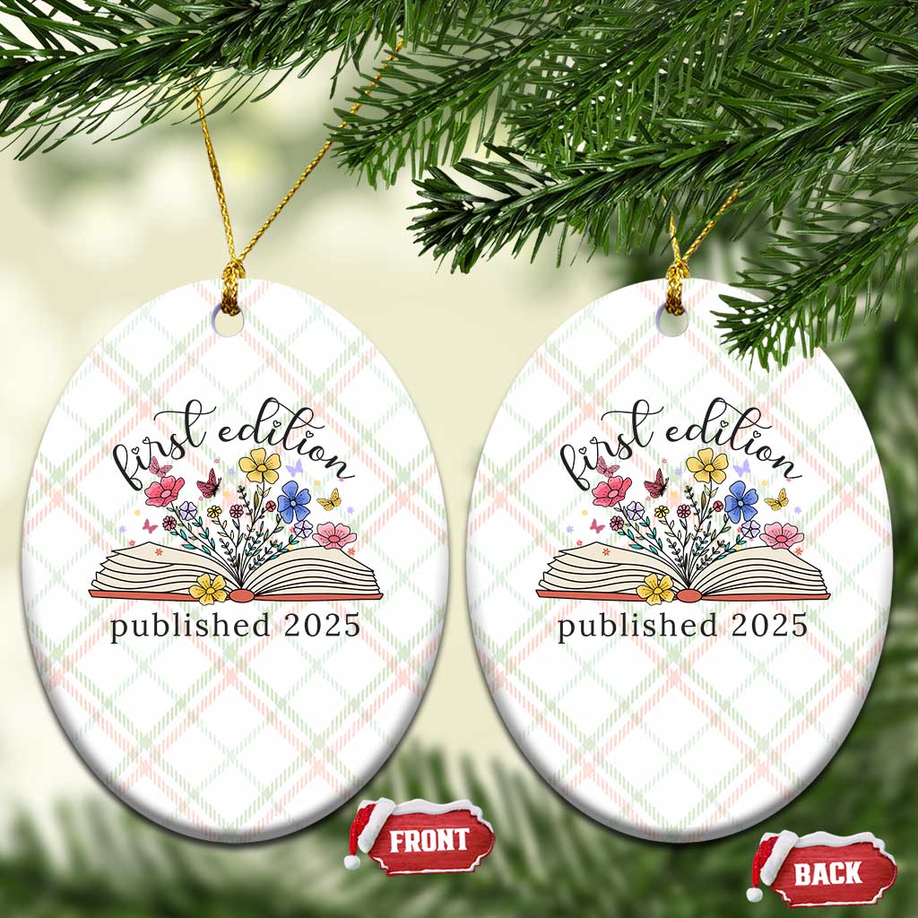 First Edition Published 2025 Ceramic Ornament Littlest Bookworm Funny Annoucement Baby Shower - Wonder Print Shop