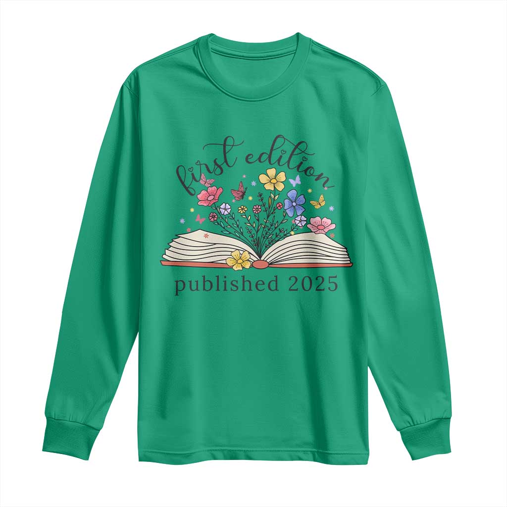 First Edition Published 2025 Long Sleeve Shirt Littlest Bookworm Funny Annoucement Baby Shower