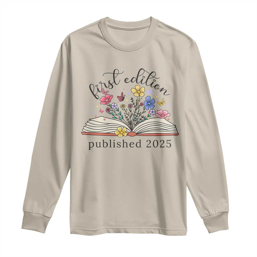 First Edition Published 2025 Long Sleeve Shirt Littlest Bookworm Funny Annoucement Baby Shower