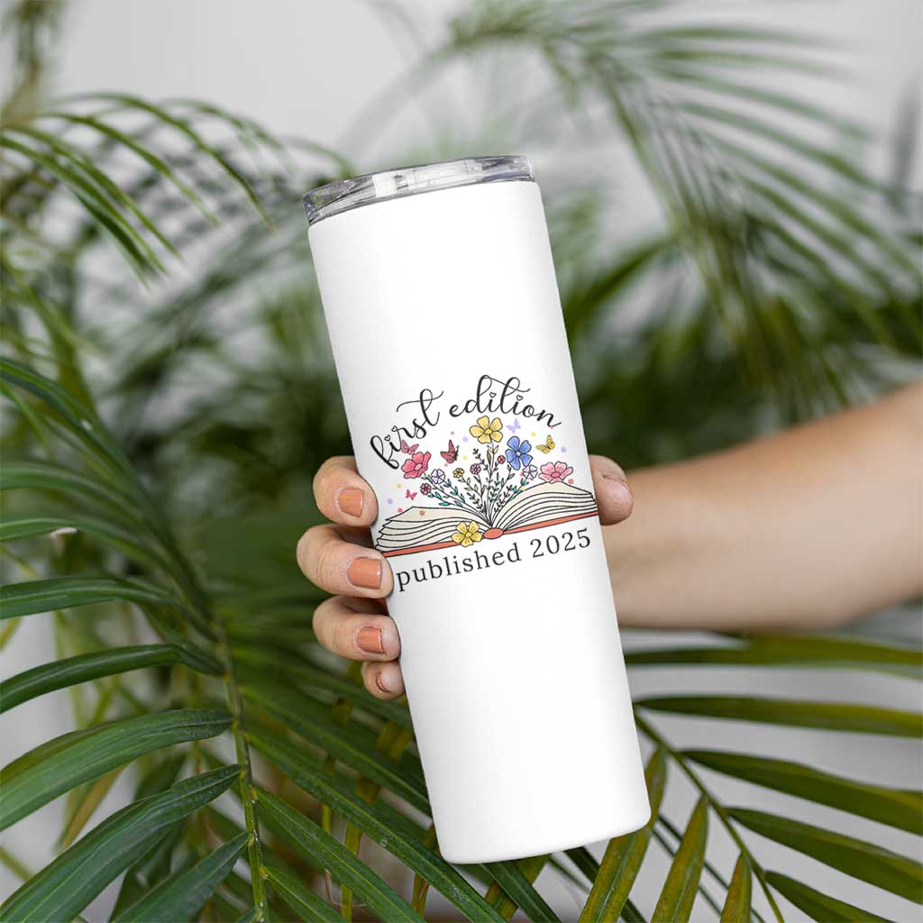 First Edition Published 2025 Skinny Tumbler Littlest Bookworm Funny Annoucement Baby Shower