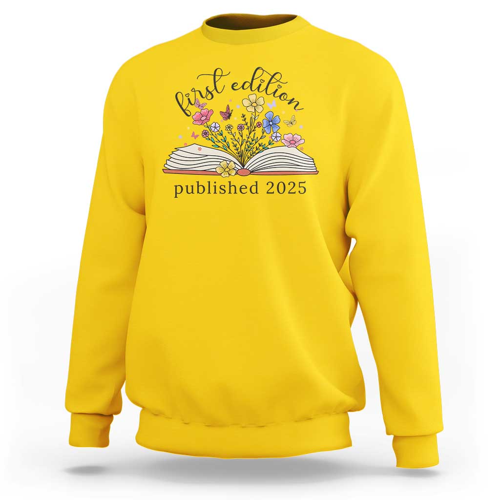First Edition Published 2025 Sweatshirt Littlest Bookworm Funny Annoucement Baby Shower